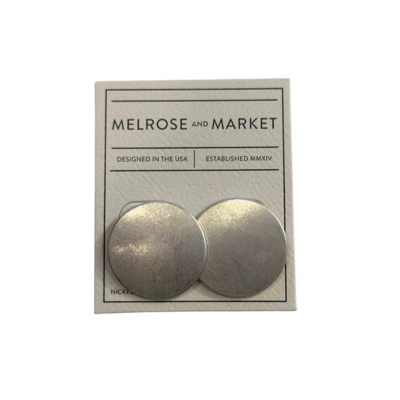 Melrose and Market Silver Button Earrings - Picture 2 of 2